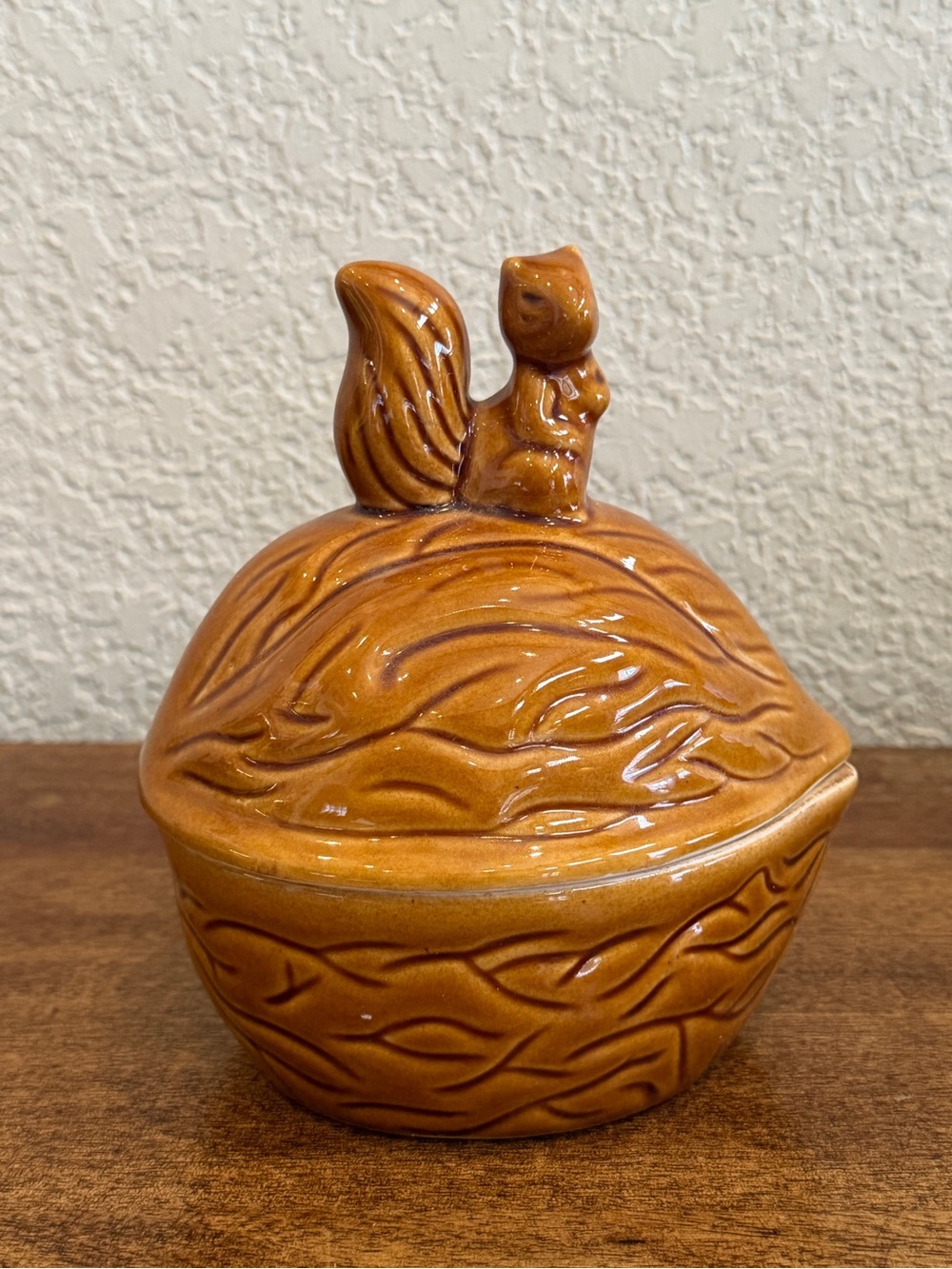 Vintage Ceramic Squirrel Walnut - Nut Cookie Candy Bowl Canister